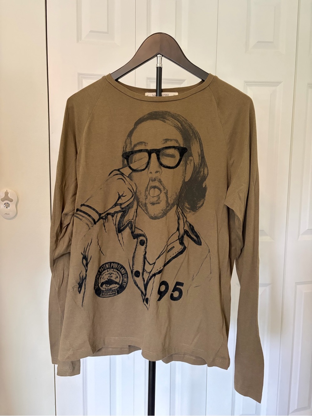 Heritage 1981 Brown Graphic Long Sleeve Tee with Black Print